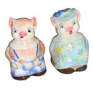 Vintage Pig Couple Salt and Pepper Animal Set